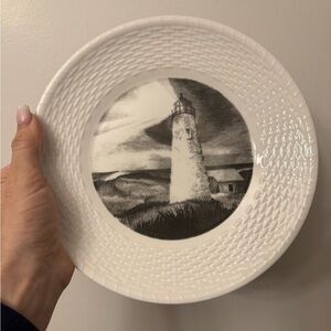 Wedgwood Nantucket Basket 9 inch Lighthouse Luncheon Plate Black and White